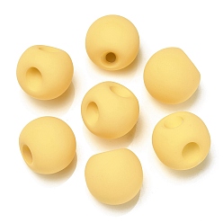 Kaki Clair Perles acryliques caoutchoutées, ronde, top foré, kaki clair, 18x18x18mm, Trou: 3mm