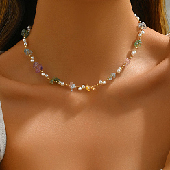 Смешанные камни Модное ожерелье-воротник из натуральных и синтетических камней для женщин на каждый день и для вечеринок, 15.75 дюйм (40 см)