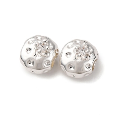 Посеребрённый Латунные микропаве из прозрачного кубического циркония, плоско-круглые, 925 серебро покрытием, 7.5x8x6 мм, отверстие : 2 мм