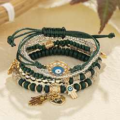 green B0045-8 Fashionable European and American handmade bead multi-layer bracelet - eye bead temperament.