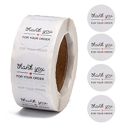 White 1 Inch Thank You Adhesive Label Stickers, Decorative Sealing Stickers, for Christmas Gifts, Wedding, Party, White, 25mm, about 500pcs/roll