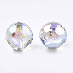 Clair Perles en plastique transparentes, de couleur plaquée ab , ronde, clair ab, 8mm, trou: 1.8 mm, 2000 pcs / 500 g