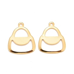 Real 24K Gold Plated 201 Stainless Steel Pendants, Handbag, Real 24k Gold Plated, 17.5x15x1mm, Hole: 1.4mm