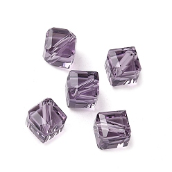 Фиолетовый Стекло k9 стекло, имитация Австрийские кристаллические шарики, граненые, квадратный, фиолетовые, 6x6x6 мм, отверстие : 1 мм