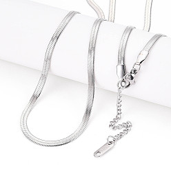 Нержавеющая Сталь Цвет Антикоррозийные 3мм плоские ожерелья-змейки из нержавеющей стали для мужчин и женщин, долговечный, цвет нержавеющей стали, 16.14~17.72 дюйм (41~45 см)