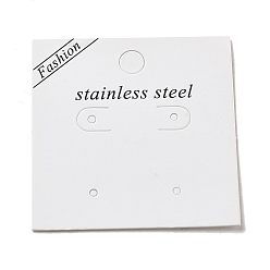 White Paper Display Card with Word Stainless Steel, Used For Earrings, Square, White, 5.5x5.5x0.05cm