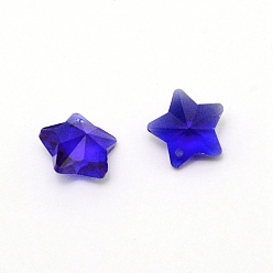 Blue Transparent Glass Pendants, Faceted, Star Charms, Blue, 13x13.5x7mm, Hole: 1mm
