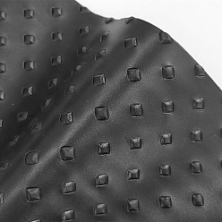 Black Embossed Square Pattern Imitation Leather Fabric, for DIY Leather Crafts, Bags Making Accessories, Black, 30x135cm