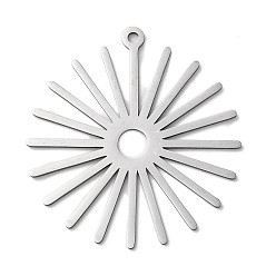 Stainless Steel Color 201 Stainless Steel Pendants, Laser Cut, Sun Charm, Stainless Steel Color, 38x35x1mm, Hole: 1.6mm