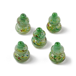 Зеленый Lampwork бисер, Горлянка, зелёные, 21.5~22x16~16.5 мм, отверстие : 2 мм