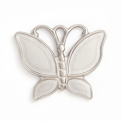 Stainless Steel Color 304 Stainless Steel Pendant Enamel Settings, Butterfly, Stainless Steel Color, 25.5x31.5x2.5mm, Hole: 4.5x3mm