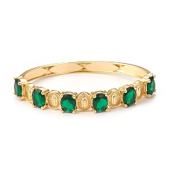Green Rack Plating Virgin Mary Brass Bangles with Micro Pave Cubic Zirconia, Enamel Evil Eye Bangles for Women, Real 18K Gold Plated, Long-Lasting Plated, Cadmium Free & Lead Free, Green, Inner Diameter: 2-3/8 inch(6cm)