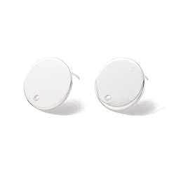 925 Sterling Silver Plated 201 Stainless Steel Stud Earring Findings, with 316 Surgical Stainless Steel Pins and Hole, Flat Round, 925 Sterling Silver Plated, 15mm, Hole: 1.6mm, Pin: 0.7mm