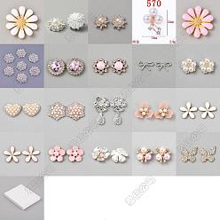 (52) Непрозрачная лаванда 60шт. 20 стили наборы кабошонов из сплава с эмалью и стразами, разнообразные, разноцветные, 11~40x11~38.5x2~12 мм, 3 шт / стиль