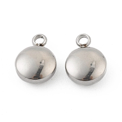 Stainless Steel Color 304 Stainless Steel Pendants, Flat Round, Stainless Steel Color, 11x8x4mm, Hole: 1.6mm