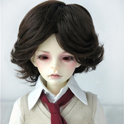 Coffee Imitation Mohair Doll Curly Wig Hair, for 1/3 DIY Boy BJD Makings Accessories, Coffee, fit for 8~9 inch(20.32~22.86cm) head circumference