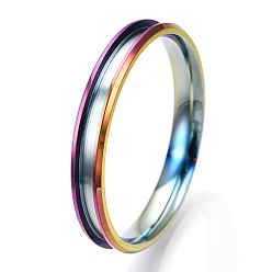 Rainbow Color 201 рифленое кольцо из нержавеющей стали для женщин, Радуга цветов, размер США 14 (23 мм), широк: 4 мм