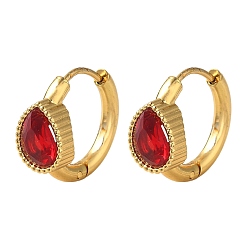 (123L) Белый крем непрозрачный блеск Серьги из 304 нержавеющей стали, ионное покрытие (ip), слеза, золотые, огнеупорный кирпич, 16.5x18.5x8 мм