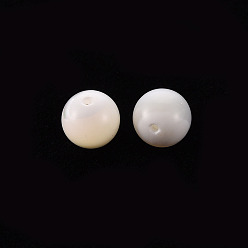 Seashell Color Natural Trochid Shell/Trochus Shell Beads, Half Drilled, Round, Seashell Color, 8mm, Hole: 1mm