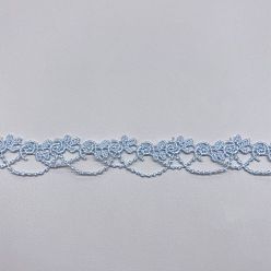Light Sky Blue Polyester Lace Trims, Flower Tassel Ribbon for Sewing and Art Craft Projects, Light Sky Blue, 3/4 inch(20mm)