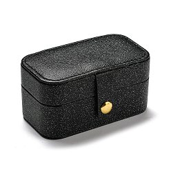 Черный Шкатулка для драгоценностей из искусственной кожи, Портативный дорожный органайзер для украшений с бархатной фурнитурой, для серьги, кольцо, хранение браслета, прямоугольные, чёрные, 5.8x9.4x5 см