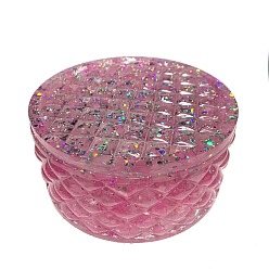 Розовый Кварц Украшение для круглой коробки из смолы, с натуральной крошкой розового кварца внутри статуй для украшения домашнего офиса, 130x60 мм