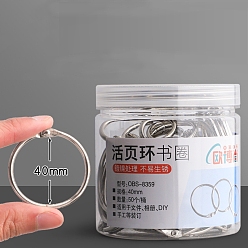 Платина Накидные кольца из скоросшивателя из нержавеющей стали, круглые кольца, платина, 40 мм, Около 50 шт / коробка