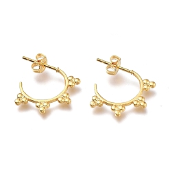 Golden 304 Stainless Steel Half Hoop Earrings, Stud Earrings, with Ear Nuts, Golden, 19.5x15x1.4mm, Pin: 0.7mm