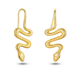 Golden SHEGRACE Snake 925 Sterling Silver Dangle Earrings for Women, Golden, 37.6x16mm