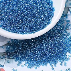 (RR291) Прозрачный Синий Капри AB Миюки круглые бусины рокайль, японский бисер, 11/0, (rr 291) прозрачный капри синий аб, 11/0, 2x1.3 мм, отверстие : 0.8 мм, Около 1111 шт / 10 г