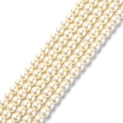 Papaye Brins de perles rondes en verre teinté écologique, Grade a, cordon en coton fileté, papayawhip, 6mm, Trou: 0.7~1.1mm, Environ 72 pcs/chapelet, 15 pouce