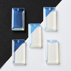 Opalite Opalite Pendants, Faceted Rectangle Charms, 25x13x4~4.5mm, Hole: 1mm
