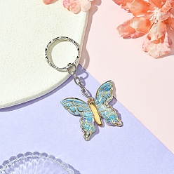 Темно-Голубой Акриловый брелок, с железной фурнитурой, бабочка, глубокое синее небо, 7.3 см