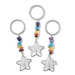 Хрусталь Звездные латунные кварцевые брелки, с железом, платина, 96~100 мм