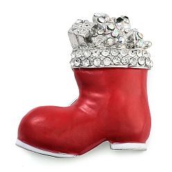 Платина Эмалированные булавки на рождественскую тематику, Броши из сплава со стразами для рюкзака, рождественские носки, платина, 43.5x37 мм