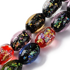 (52) Непрозрачная лаванда Нити стеклянных бусин из дихроичной фольги ручной работы, овальные, разноцветные, 10x14 мм, отверстие : 1.6 мм, около 28 шт / нитка, 15.35'' (39 см)