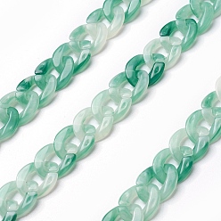 Medium Sea Green Acrylic Curb Chains, Medium Sea Green, Link: 13x10~10.5x2.5~3mm, about 70cm/strand, 27.56 inch