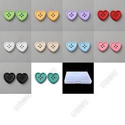 (52) Непрозрачная лаванда 40шт. 10 цвета смоляных пуговиц, 4-луночное, сердце, разноцветные, 21x21.5x4 мм, отверстие : 2.5 мм, 4 шт / цвет