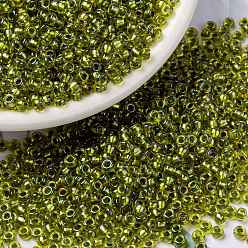 (RR3530) Fancy Lined Olive Миюки круглые бусины рокайль, японский бисер, (rr 3530) оливковый, 8/0, 3 мм, отверстие : 1 мм, Около 422~455 шт / 10 г