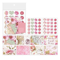 Pink Stationery Paper & Envelopes, with Sticker, Rectangle, Pink, 160x146x70mm, 42pcs/set