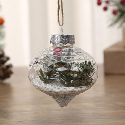 Clear Plastic Fillable Ball Pendant Decorations, Christmas Tree Hanging Decorations, Lantern Shape, Clear, 90x80mm