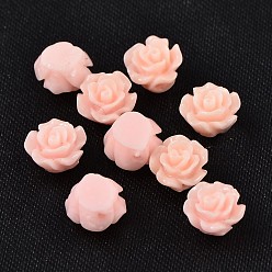 Pearl Pink Resin Beads, Flower, Pearl Pink, 6x4mm, Hole: 1mm