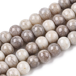 Rosy Brown Opaque Crackle Glass Round Beads Strands, Imitation Stones, Round, Rosy Brown, 8~9mm, Hole: 1.5mm, about 104~106pcs/strand, 30.31~31.10 inch(77~79cm)