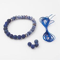Blue Spot Jasper Natural Blue Spot Jasper & Lapis Lazuli(Dyed & Heated) Stretch Bracelets, with Brass Spacer Beads, Abacus and Round, Faceted, 56mm(2-1/4 inch)