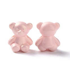 Pink Opaque Acrylic Glitter Beads, Bear, Pink, 18x15x10.5mm, Hole: 3mm, about 410pcs/500g