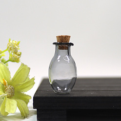 Gray Glass Bead Containers, Wishing Bottle with Cork, Gray, 1.5x2.7cm