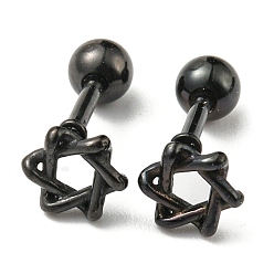 Черный Ионное покрытие (ip) 304 серьги-гвоздики из нержавеющей стали, хрящевые серьги, звезда Давида, чёрные, 6x6 мм