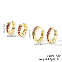 Красный 2 пары элегантных винтажных латунных серег-колец с микропаве из кубического циркония, золотые, красные, 15~11x3 мм