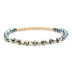 Стально-синий Женский браслет ручной работы с геометрическим черным ониксом и акриловыми бусинами и кристаллами