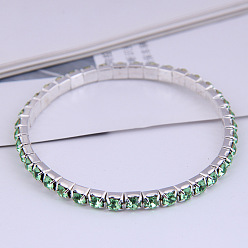 8 green Minimalist Single Diamond Women's Bracelet - Unique Fashion Jewelry Accessory